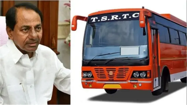 కేసీఆర్, టీఎస్ ఆర్టీసీ బస్సు