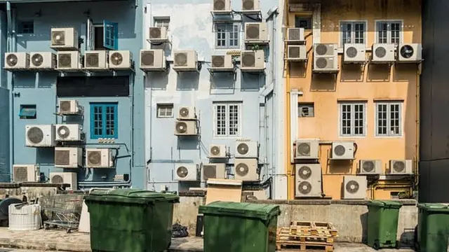 edificios con unidades de aire acondicionado