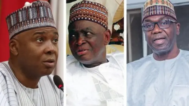 Former Senate President Bukola Saraki, Olusola Saraki and Kwara state Govnor AbdulRahman AbdulRazaq