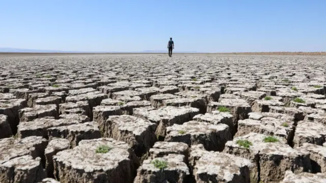 Diyarbakır'daki Devegeçidi Barajı'nda kuraklık nedeniyle sular çekildi