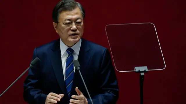 Tổng thống Moon Jae-in phát biểu ở quốc hội hôm 28/10/2020