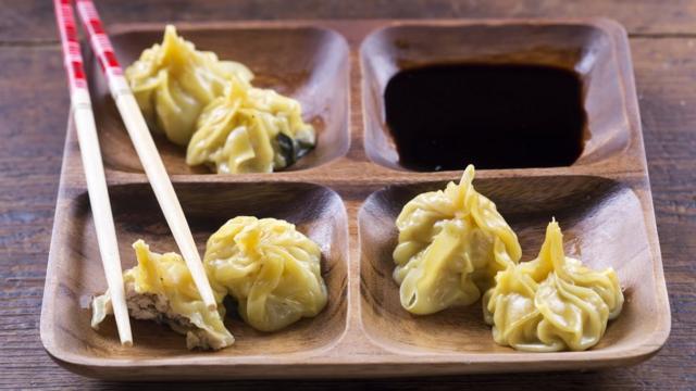 Chinese dumplings with soy sauce