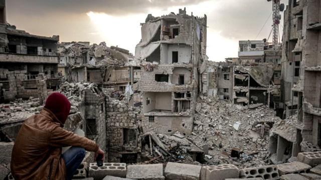 Scene of destruction in Idlib (file phto)