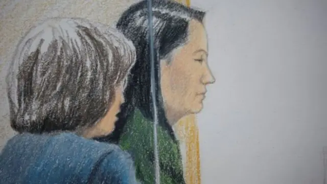 Dibujo de Meng Wanzhou, directora financiera de Huawei