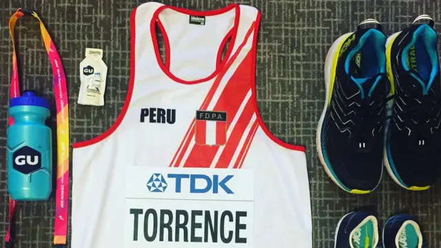 Los elementos de competencia que David Torrence usó en el Campeonato Mundial de Atletismo 2017