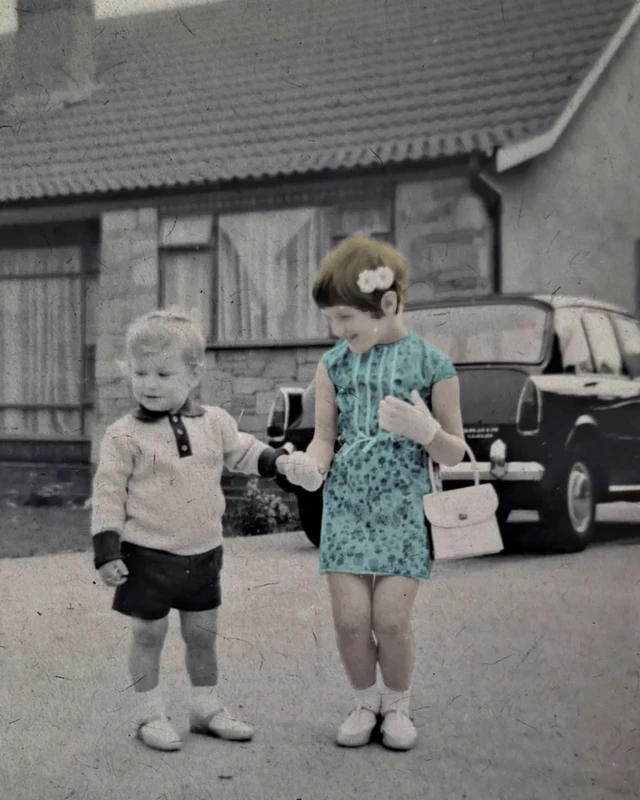 어린 시절 가족 행사에서 찍은 수 넬슨의 사진