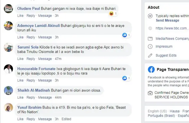 Oju opo Facebook BBC Yoruba