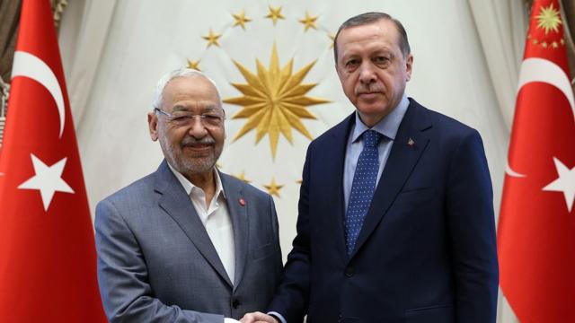 لقاء الرئيس التركي طيب رجب أردوغان برئيس البرلمان التونسي وزعيم حركة النهضة راشد الغنوشي