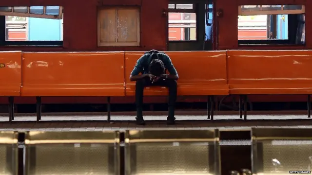 Passanger on railway station