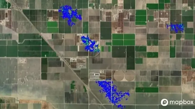 నీలి రంగులో దట్టంగా ఉన్న ప్రాంతాల్లో మీథెన్ ఎక్కువగా విడుదల అవుతోంది