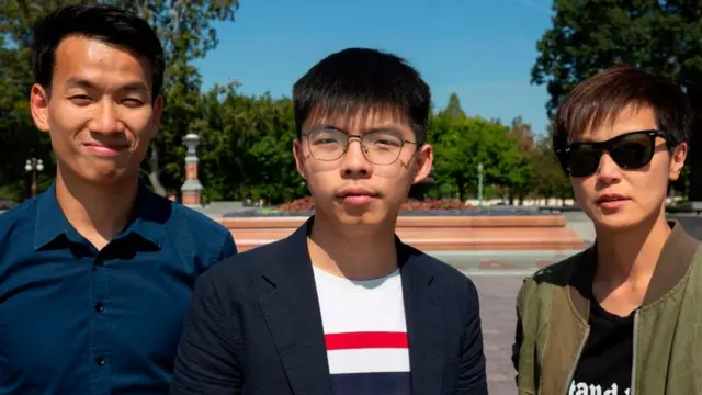 Joshua Wong và các nhà hoạt động dân chủ Hong Kong tại Mỹ hôm 21/9/2019