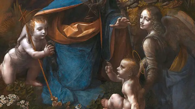 Detalle de 'La Virgen de las Rocas', de Da Vinci.