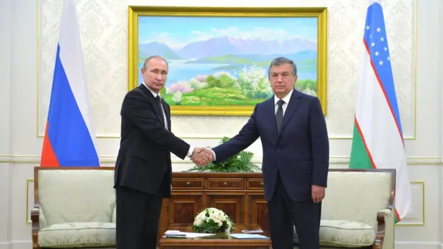 Россия Президенти Владимир Путин ва Ўзбекистон Бош вазири Шавкат Мирзиёев.