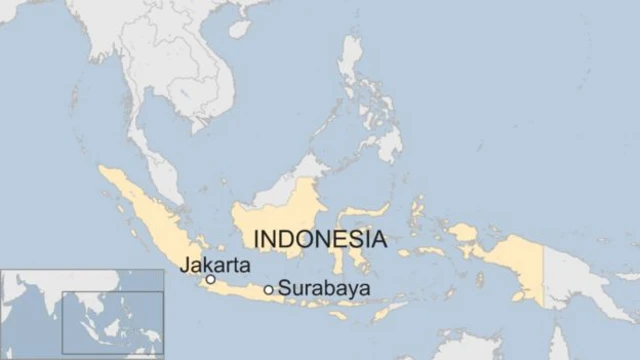 Ramani ya Indonesia kulikotokea milipuko