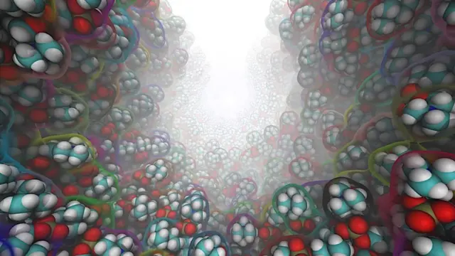 Поверхня сильно викривленої ліпідної мембрани отримана за допомогою молекулярної динаміки з фіксованою кривизною