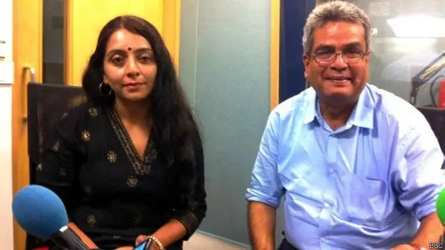 रचना बिष्ट रावत के साथ बीबीसी स्टूडियो में रेहान फ़ज़ल