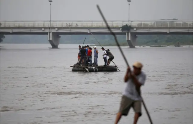 El rio Suchiate, en la frontera entre Guatemala y México.