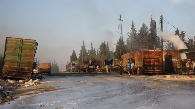 Уничтоженная автоколонна в Сирии