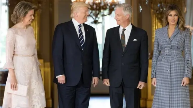 دیدار دونالد ترامپ با همسرش با پادشاه و ملکه بلژیک