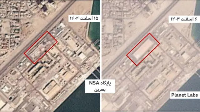 تصاویر قبل و بعد سوله‌ای در نزدیکی پایشگاه ان‌اس‌ای که آسیب دیده است