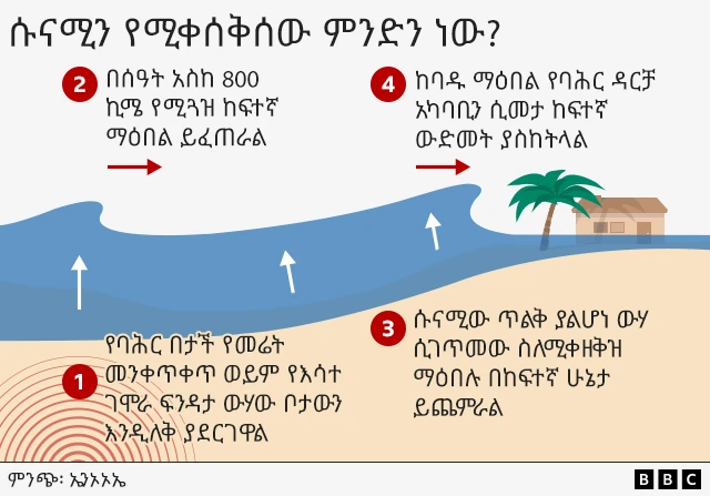 ሱናሚ እንዴት እንሚፈጠር የሚያሳይ ግራፊክስ