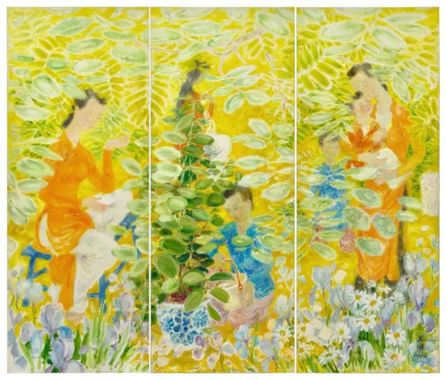“Figures in a Garden” (Hình dáng trong vườn), tác phẩm lớn nhất của Lê Phổ tính về kích thước