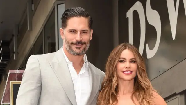 Sofia Vergara, US actress, with husband Joe Manganiello, on the Hollywood Walk of Fame, 2015