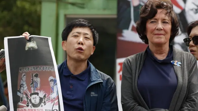 Manifestación contra Kim Jong-un en Corea del Sur.