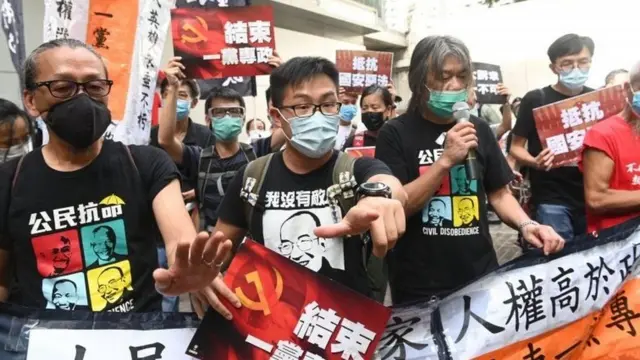 Small protests took place on Wednesday morning