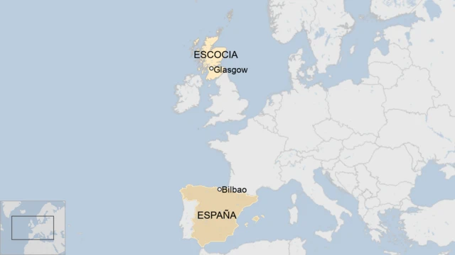 Mapa de Glasgow y Bilbao
