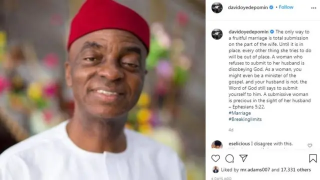 Bishop Oyedepo statement for Instagram