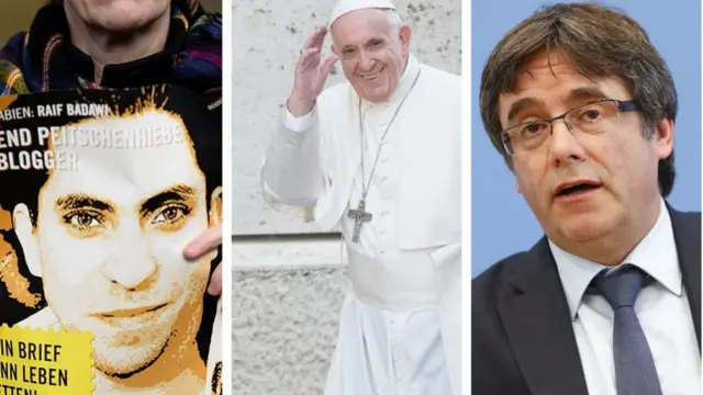 በእስር ላይ የሚገኘው ጸሃፊው ራኢፍ ባዳዊ፣ ሊቀ ጳጳስ ፈራንሲስ እና የካታሎንያ የነጻነት መሪ ካርለስ ፑይግዴሞንት