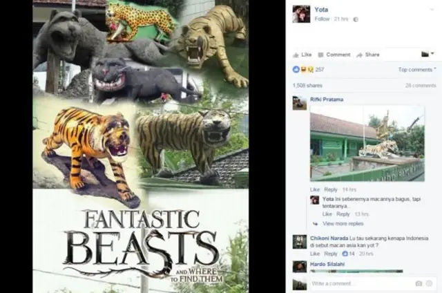 เสือ, อินโดนีเซีย, โซเชี่ยลมีเดีย, การ์ตูน, ล้อเลียน