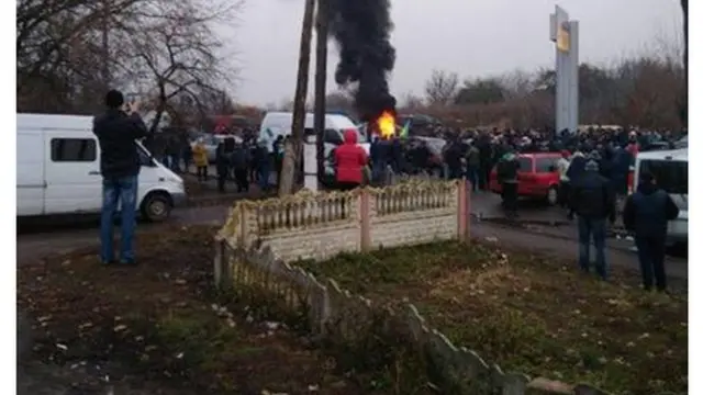 Перекрытая дорога к пункту пропуска "Устилуг" на Волыни