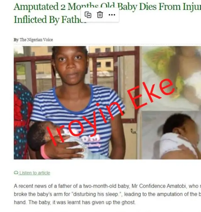 Iroyin eke to ni ọmọ ti baba rẹ ja lapa ti ku