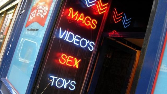 伦敦市中心苏豪区临街的性用品商店