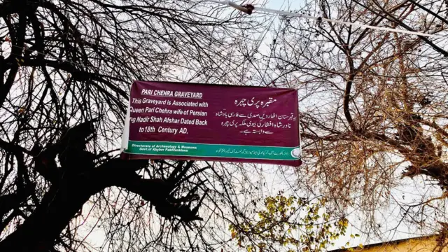 5. محکمہ آثار قدیمہ کی جانب سے لگایا گیا مقبرہ پری چہرہ کے حوالے سے آگاہی بینر،