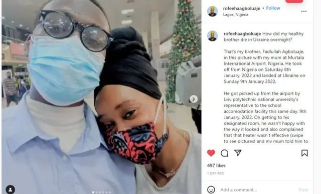 Ọrọ ti ẹgbọn oloogbe kọ soju opo Instagram rẹ