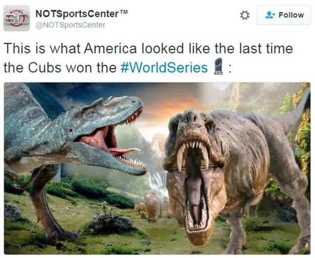 「カブスが前回優勝したときのアメリカの様子」というツイート