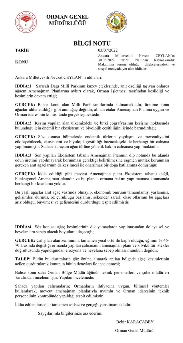 BAKANLIK AÇIKLAMASI