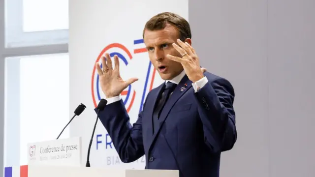 Macron durante la cumbre del G7.