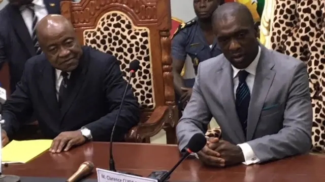 Sports Minister, Pierre Ismael Bidoung Mkpatt and Clarence Seedorf