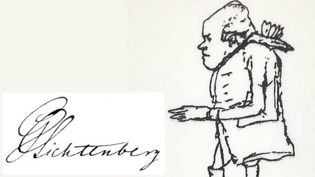 Firma y caricatura de Lichtenberg