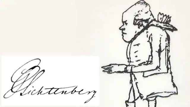 Firma y caricatura de Lichtenberg