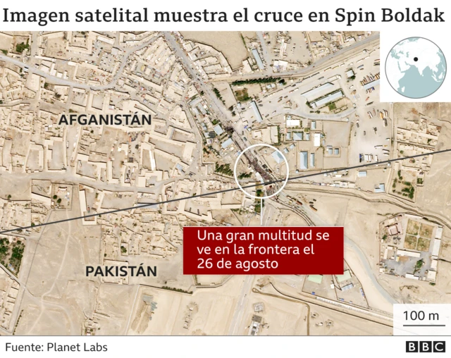 Mapa muestra el cruce fronterizo en Spin Boldak