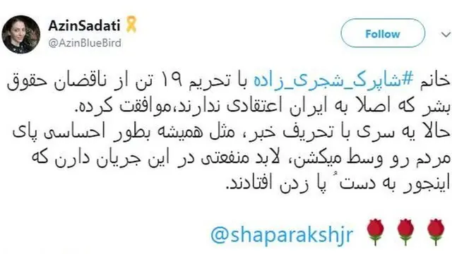 توییت آذین ساداتی