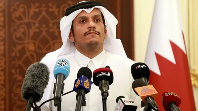 ชีค โมฮัมเหม็ด บิน อับดุลเราะห์มาน อัล-ทานี รัฐมนตรีต่างประเทศกาตาร์