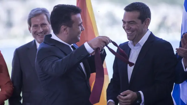 Han, Zaev i Cipras, Prespa, 17. jun 2018.