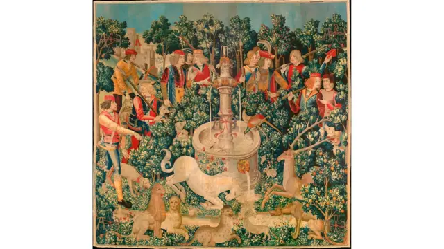 The fruit made regular appearences in artworks, such as this tapestry from around 1500.