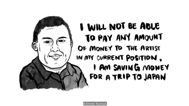 我现在的职位无法向艺术家支付任何薪酬；我在为日本旅行而省钱（copyright：Emmie Tsumara）